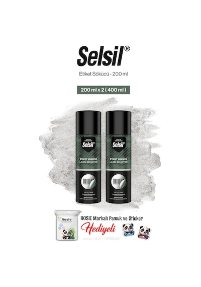 Selsil Etiket Sökücü, 200 Ml 2 Adet Ve Rosie Pamuk