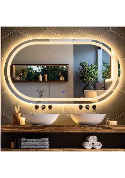 Ovanta Günışığı Lazer Kumlamalı Lavabo & Banyo Aynası Dokunmatik Sensörlü 100 X 55 Cm