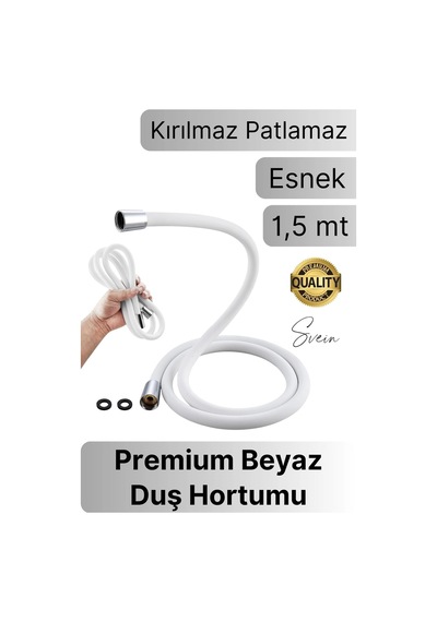 Premium 1,5 Mt Beyaz 360 Derece Dönebilen Kıvrılmayan Esnek Yumuşak Silikon Patlamaz Duş Hortumları Standart Diğer