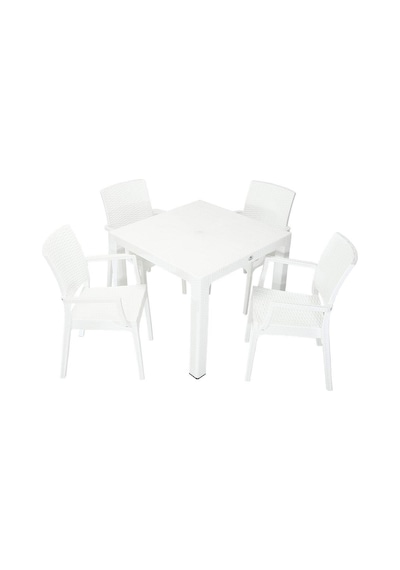 Mandella Elit Rattan 90x90 Elit Koltuk Masa Takımı Beyaz Diğer