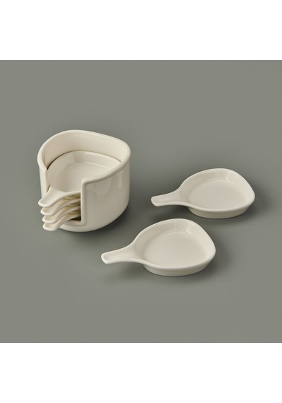 Paçii Ella 6'lı Köşeli Porselen Sosluk - Beyaz - 8 Cm Renkli