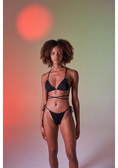 Holly Lolly Üçgen Bağcıklı Ayarlanabilir Delphi Bikini Üstü Siyah
