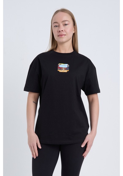 Velvoria Unisex Oversize Siyah Dude T-shirt