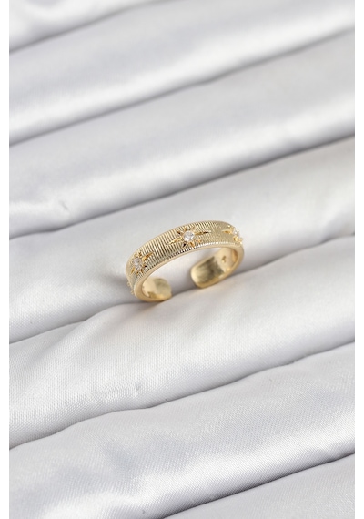 Pirinç Gold Renk Zirkon Taşlı Kutup Yıldızı Model Kadın Yüzük Çok Renkli 87086838