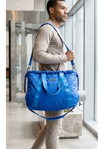 Ful - Yoga - Pilates Mavi Gündelik Laptop Omuz Tote Mat Çantası