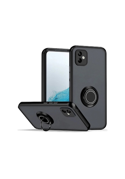 Bezos Samsung Galaxy A06 Uyumlu Kılıf Montreal Yüzüklü Silikon Kapak - Siyah 22