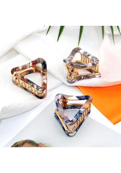 3 Adet Mini Saç Tokası Kadınlar İçin Saç Tokası Asetat Saç Çene Klipsleri Kalın Saçlar İçin Küçük Pençe Klipsleri Moda İçi Boş Üçgen Saç Klipsleri Mavi + Pembe + Gri 4,7 Cm Diğer