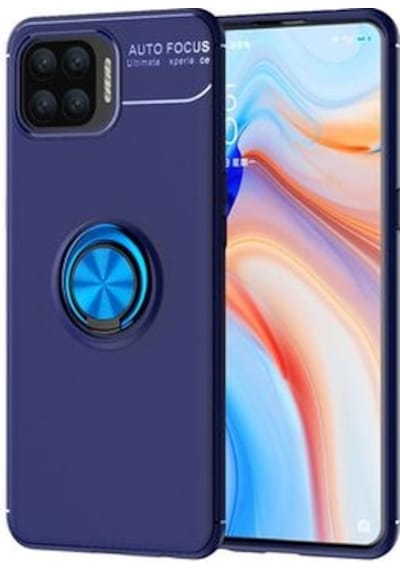 Oppo Reno A73 Kılıf Yüzüğü Stant Ve Araç Tutucu Olabilen Şık Esnek Premium Silikon Kapak Ryc/ravel Mavi
