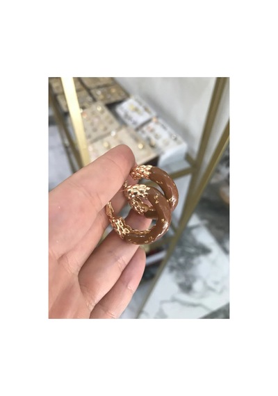 Özel Seri Gold Detaylı Küpe Kahverengi