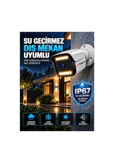 J-tech K1067 5mp 4 Lü Akıllı Kamera Seti 320gb Renkli Gece Görüş Yüz Ve Araç Tanıma Güvenlik Sistemi