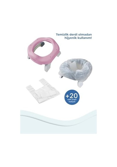 Babyjem 591 Portatif Lazımlık + 3 Poşet Pembe - Açık Bej