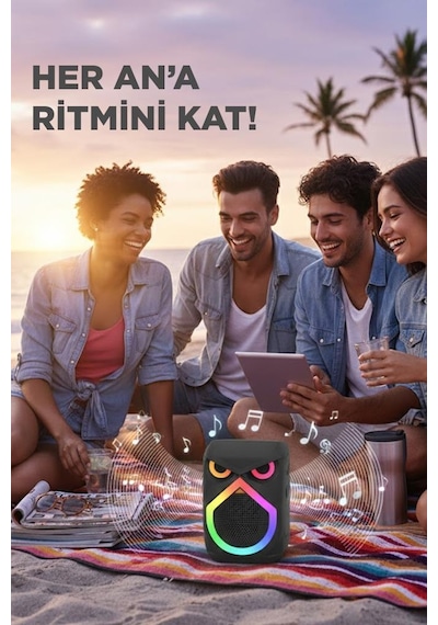 Torima D80 12 W Rgb Işıklı Mikrofonlu Kablosuz Taşınabilir Hoparlör