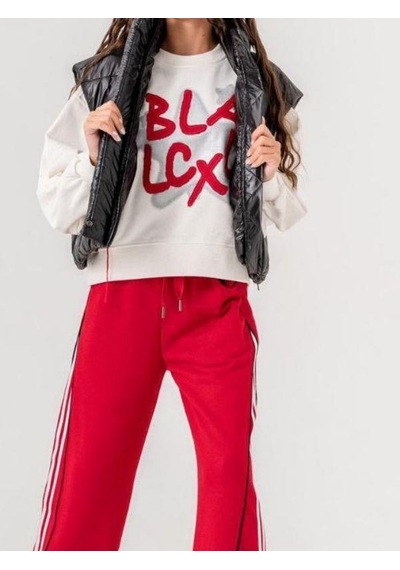 Kız Çocuk Black Yazılı Sweatshirt-14772 Ekru