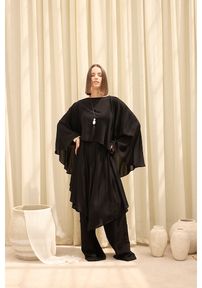 Mai Collection Marina Etek Detaylı Siyah Pantolon Takım