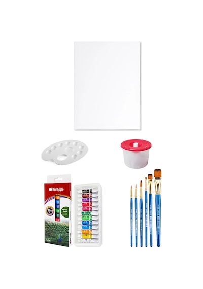 Akrilik Boya Seti 9 Ml 12'li Tuval Seti 35x50 Tuval Çok Renkli
