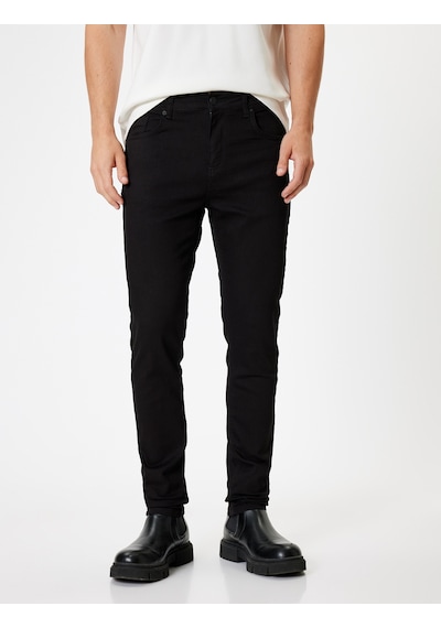 Koton Standart Bel Skinny Fit Kot Pantolon - Michael Jean Siyah 5wam40099nd Siyah