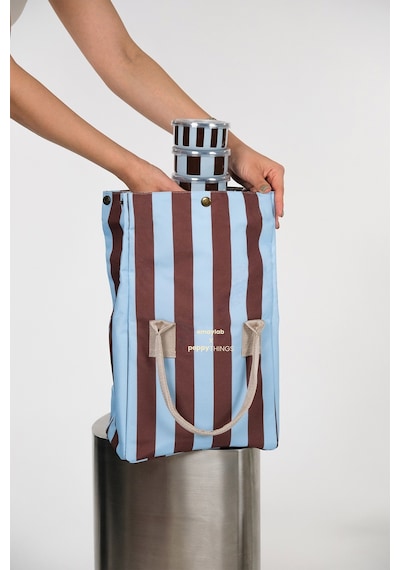 Emaylabxpeppythings Berry 3 Lü Set Emaye Saklama Kabı, Emaye Kahvaltılık & Termal Taşıma Çantası 10 Litre Mavi - Kahverengi
