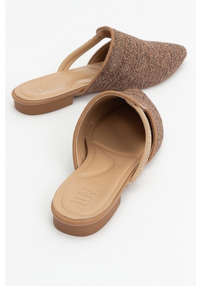 Luvishoes Pesa Kahve Hasır Taşlı Kadın Terlik Kahverengi