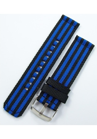 Kumaş Perlon Siyah Mavi 20Mm Spor Saat Kordonu Kayışı Nato
