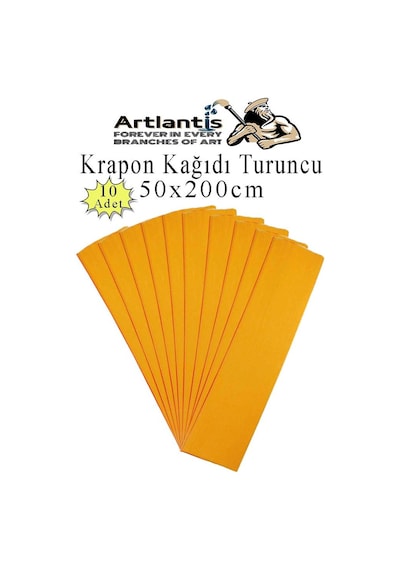 Renkli Krapon Kağıdı 50x200 Cm 10 Adet Renkli Grapon Kağıdı Okul Sınıf Etkinlik Kreş Okul Öncesi Kırapon Grafon Turuncu
