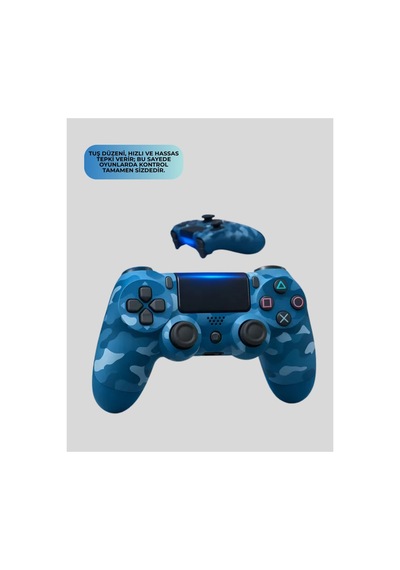 Ps4 Uyumlu Kablosuz Oyun Kolu Ergonomik Çift Titreşimli Konsol Gamepad Ve Joystick