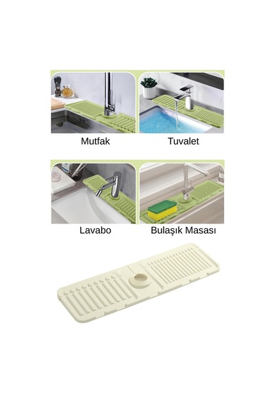 Mutfak Ve Banyo Lavabo Kenarı Silikon Mat Su Sıçrama Önleyici Tezgah Matı Silikon Gri Diğer
