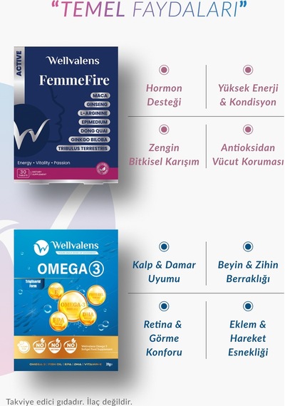Kadınlara Özel Destek Paketi Omega 3 30 Softjel + Femmefire 30 Tablet