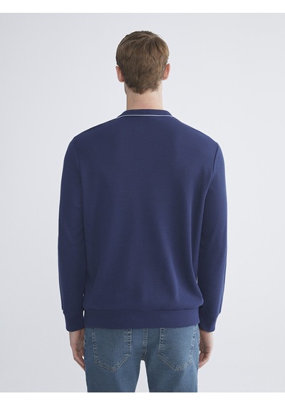 Lcw Eco Mavi Polo Yaka Erkek Sweatshirt