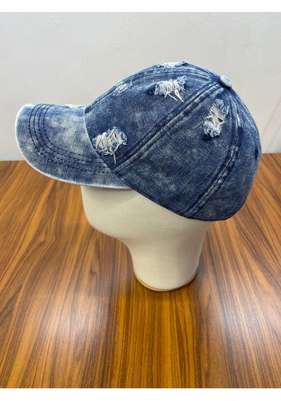 Denim Jean Kot Kumaş Vintage Yıkamalı Unisex Cap Şapka Mavi