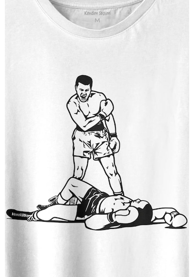 Muhammed Ali Sonny Liston Ağır Siklet Boks Nakavt Boxing Baskılı Tişört Unisex T-shirt 001