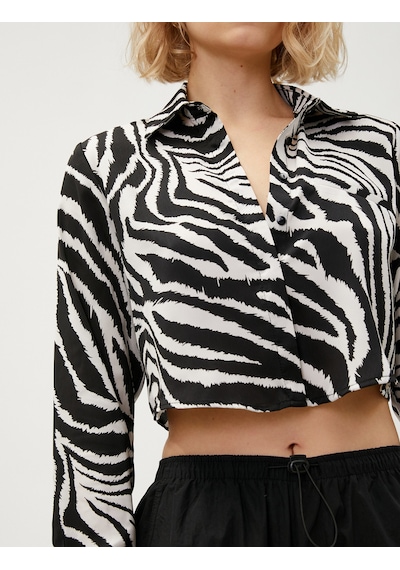 Koton Zebra Desenli Saten Crop Gömlek Uzun Kollu Siyah Desenli 3sak60187pw Siyah Desenli Koton Zebra Desenli Saten Crop Gömlek Uzun Kollu Siyah Desenli 3sak60187pw Siyah Desenli
