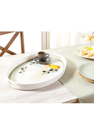 Madame Coco Olive Oval Tepsi 1kteps179330x42x4cm-beyaz