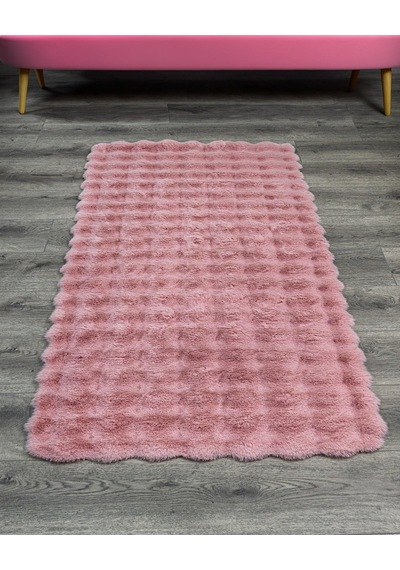 Bespoky Rolyef Modern Salon Halısı Makine Dokuma Pembe