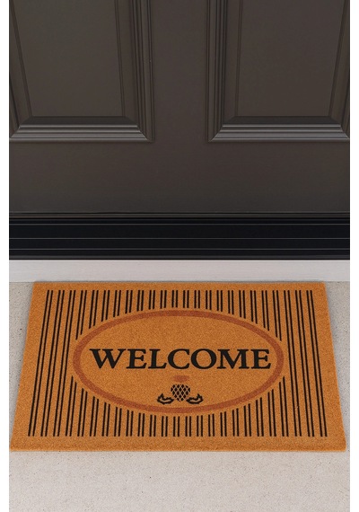 Valerine Life Velür Coco Dokulu Welcome Hoş Geldiniz Kapı Önü Dış Mekan Paspası 45x70cm 27ycm260103 Kahverengi