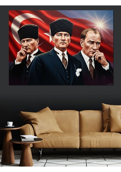 Atatürk Ve Milli Mücadele Liderleri Dekoratif Kanvas - Mdf Ahşap Tablo