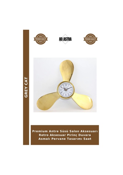 Premium Antre Süsü Salon Aksesuarı Retro Aksesuar Pirinç Duvara Asmalı Pervane Tasarımı Saat Çok Renkli