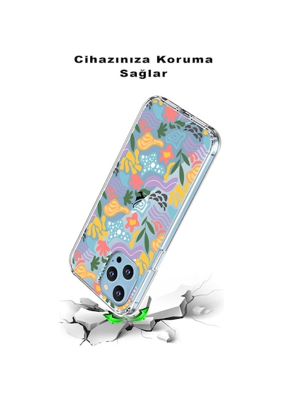 Realme 6 Pro İle Uyumlu 1mm Kapak Memphis Desen Tasarımlı Şeffaf Silikon Kılıf