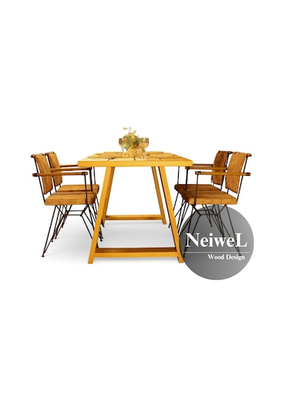 Neiwel Garden Zena Doğal Ahşap Bahçe Yemek Masası-70-140 Açık Ceviz