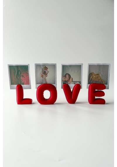4 Lü Love Polaroid Fotoğraf Standı, Not Tutucu