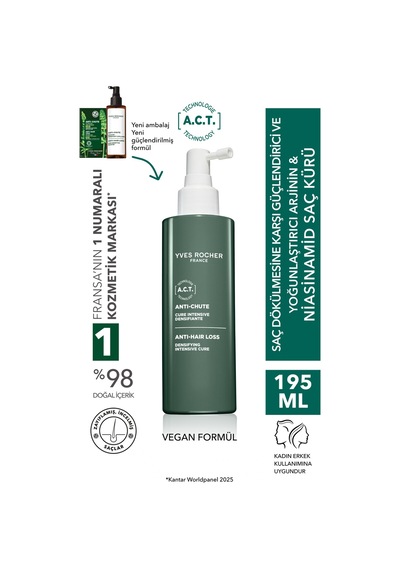 Yves Rocher Güçlendirici Yoğunlaştırıcı Arjinin Niasinamid Kür-saç Dökülmesine Karşı/anti-chute-vegan-195ml