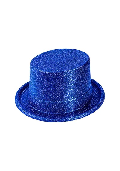 Mavi Simli Glitter Silindir Parti Şapkası