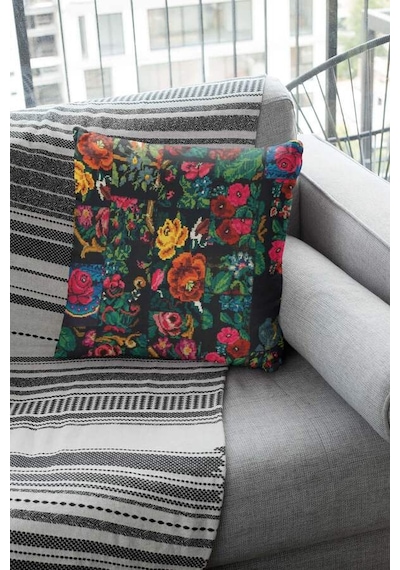 Çok Renkli Patchwork Çift Taraflı Kırlent Kılıfı Krl290n11