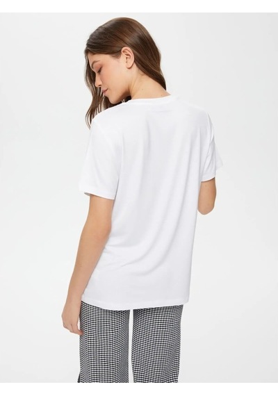 Faik Sönmez Kadın Kısa Kol T-shirt B00001 Beyaz