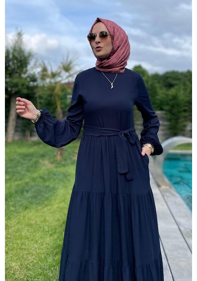 Rabia Şamlı Asil Lacivert Elbise Lacivert
