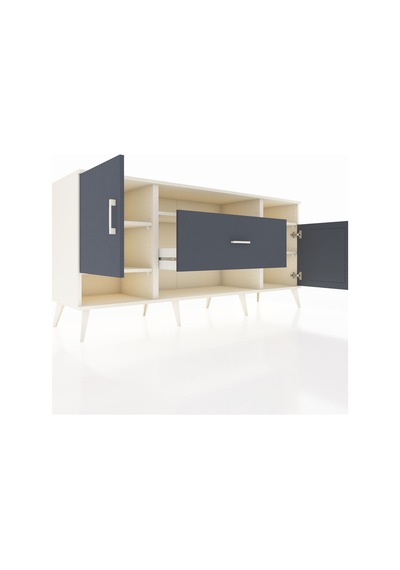 Hyperion Konsol 5 Raflı Tek Çekmeceli 2 Kapaklı 176x44x83 Aytaşı-antrasit Antrasit Hyperion Konsol 5 Raflı Tek Çekmeceli 2 Kapaklı 176x44x83 Aytaşı-antrasit Antrasit