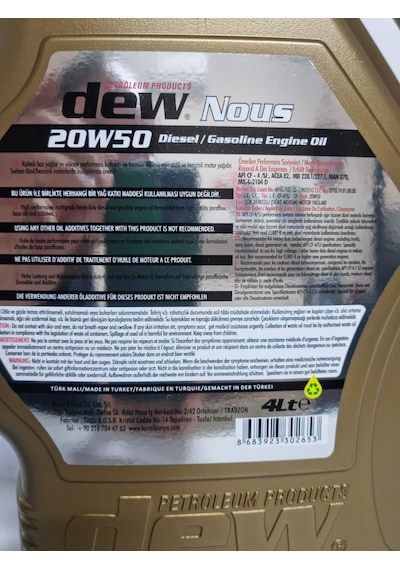 Dew Nous 20W-50 Motor Yağı 4 L