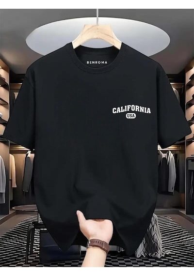 Calıfornia Usa Baskılı Oversize Tişört SIYAH