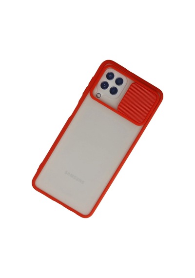 Newface - 796 - Samsung Galaxy A22 Kılıf Palm Buzlu Kamera Sürgülü Silikon - Matxzngz - - Kırmızı