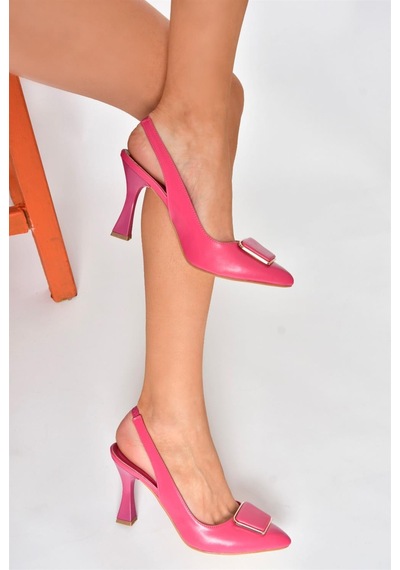 Fox Shoes P250148209 Fuşya Tokalı Kalın Topuklu Kadın Ayakkabı Fuşya