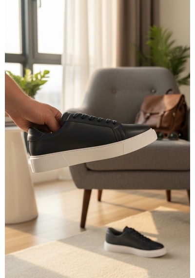 Enoch Hakiki Deri Minimalist Günlük Erkek Sneaker Comfort Taban Lacivert